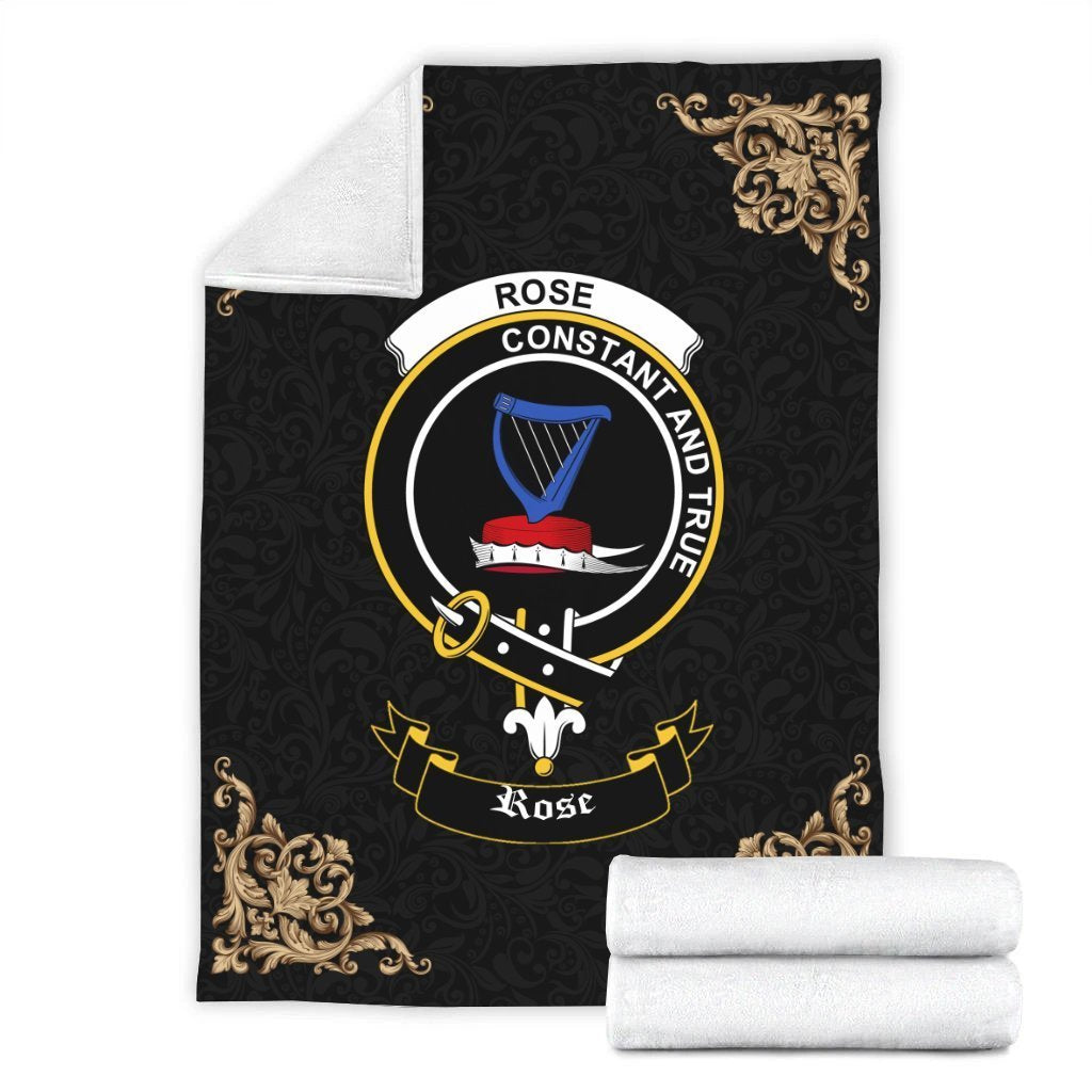 Rose Crest Tartan Premium Blanket Black