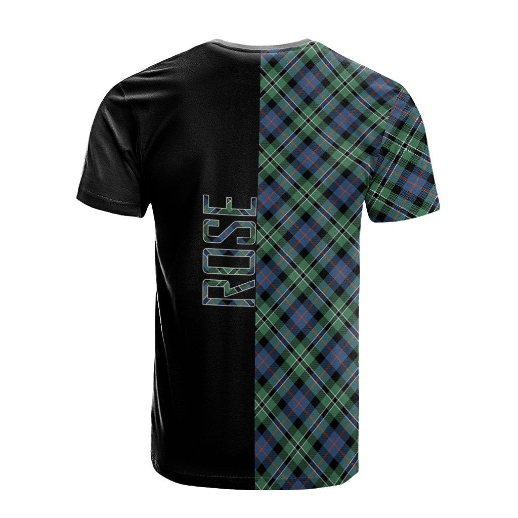 Rose Hunting Ancient Tartan T-Shirt Half of Me - Cross Style