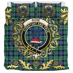 Rose Hunting Ancient Tartan Crest Bedding Set - Golden Thistle Style