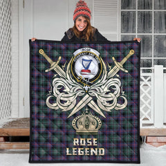 Rose Hunting Modern Tartan Crest Legend Gold Royal Premium Quilt