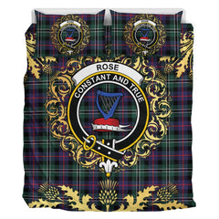 Rose Hunting Modern Tartan Crest Bedding Set - Golden Thistle Style