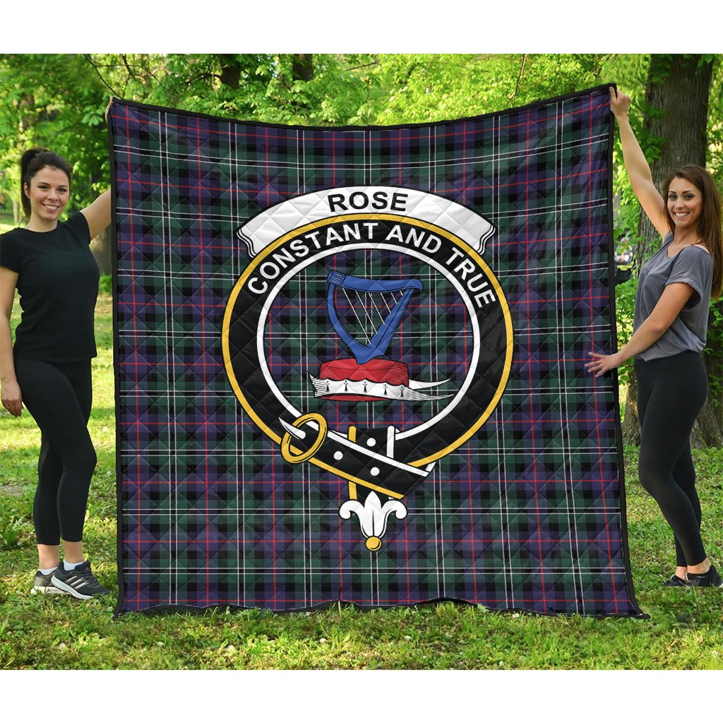 Rose Hunting Modern Tartan Crest Quilt