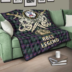 Rose Hunting Modern Tartan Crest Legend Gold Royal Premium Quilt