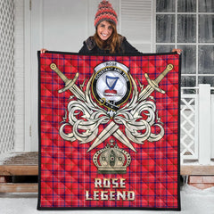 Rose Modern Tartan Crest Legend Gold Royal Premium Quilt