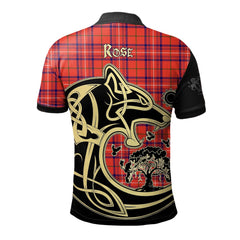 Rose Modern Tartan Polo Shirt Viking Wolf