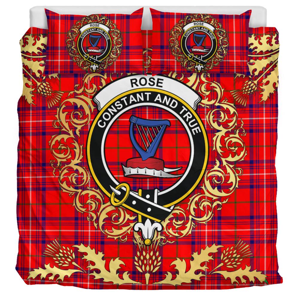 Rose Modern Tartan Crest Bedding Set - Golden Thistle Style