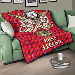 Rose Modern Tartan Crest Legend Gold Royal Premium Quilt