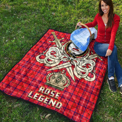 Rose Modern Tartan Crest Legend Gold Royal Premium Quilt