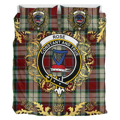 Rose White Tartan Crest Bedding Set - Golden Thistle Style