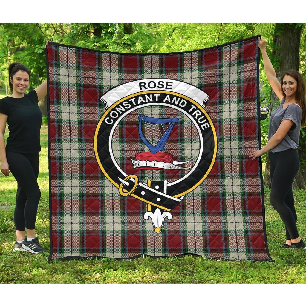 Rose White Dress Tartan Crest Quilt