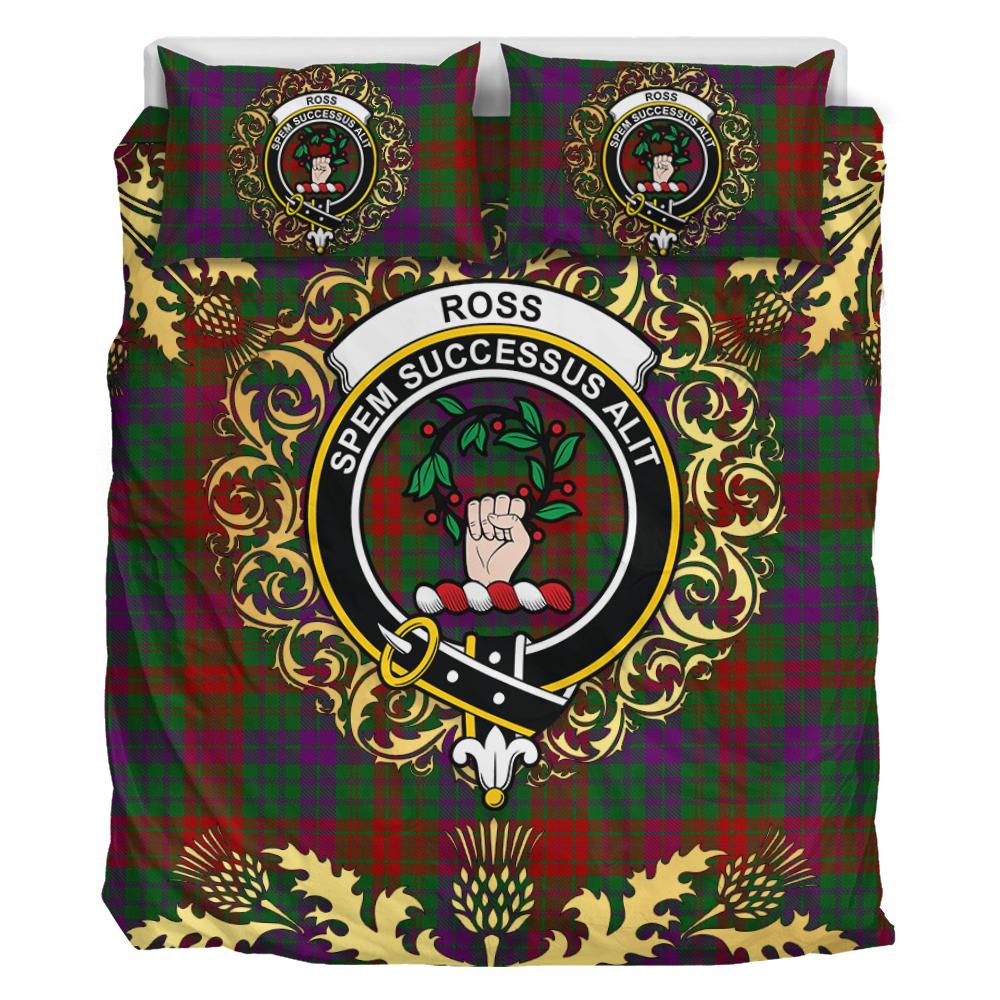 Ross 03 Tartan Crest Bedding Set - Golden Thistle Style