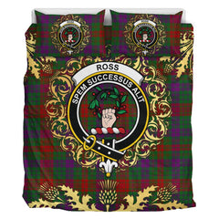 Ross 03 Tartan Crest Bedding Set - Golden Thistle Style