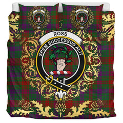 Ross 03 Tartan Crest Bedding Set - Golden Thistle Style