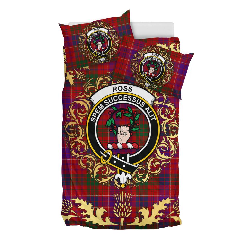 Ross 04 Tartan Crest Bedding Set - Golden Thistle Style