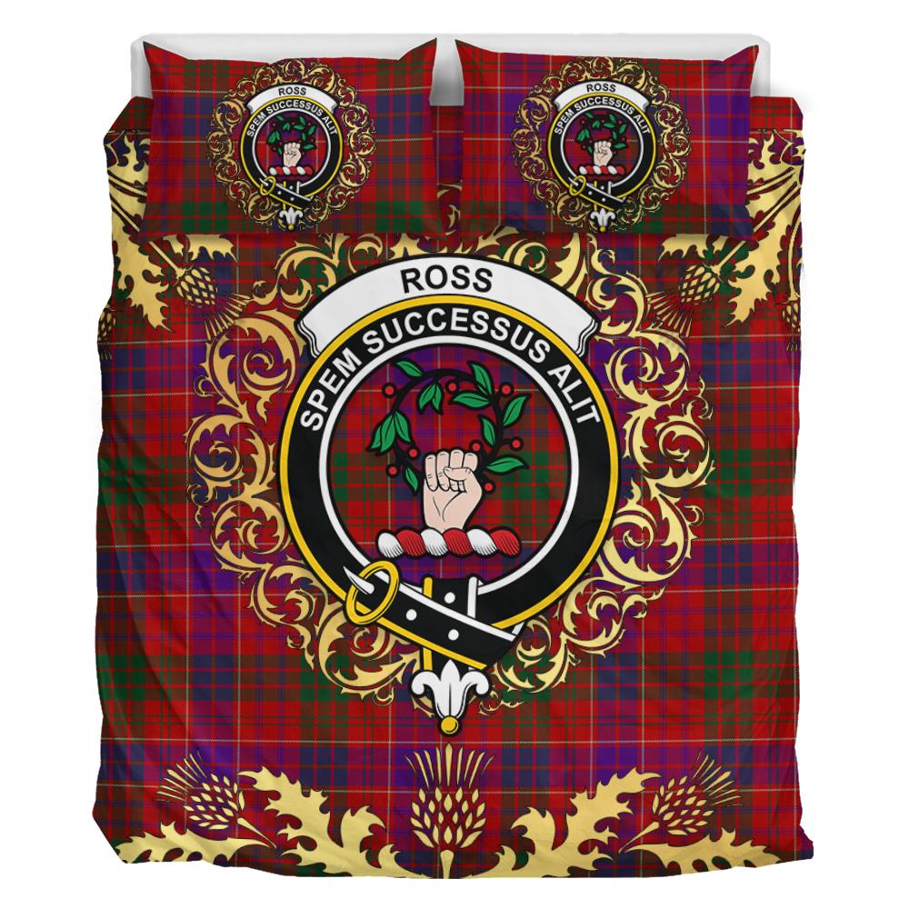 Ross 04 Tartan Crest Bedding Set - Golden Thistle Style