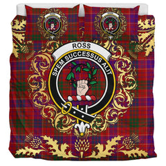 Ross 04 Tartan Crest Bedding Set - Golden Thistle Style