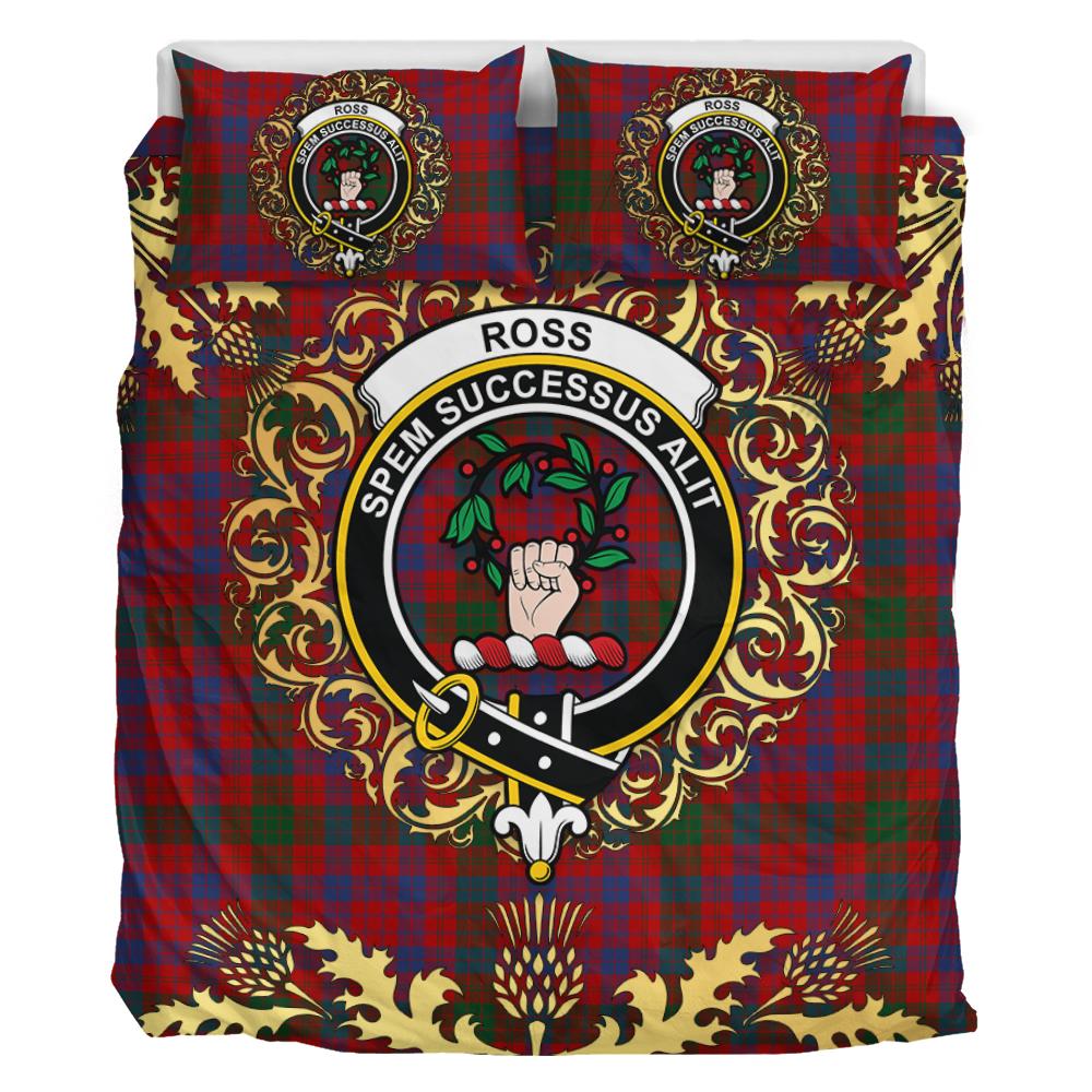 Ross 05 Tartan Crest Bedding Set - Golden Thistle Style