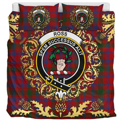 Ross 05 Tartan Crest Bedding Set - Golden Thistle Style