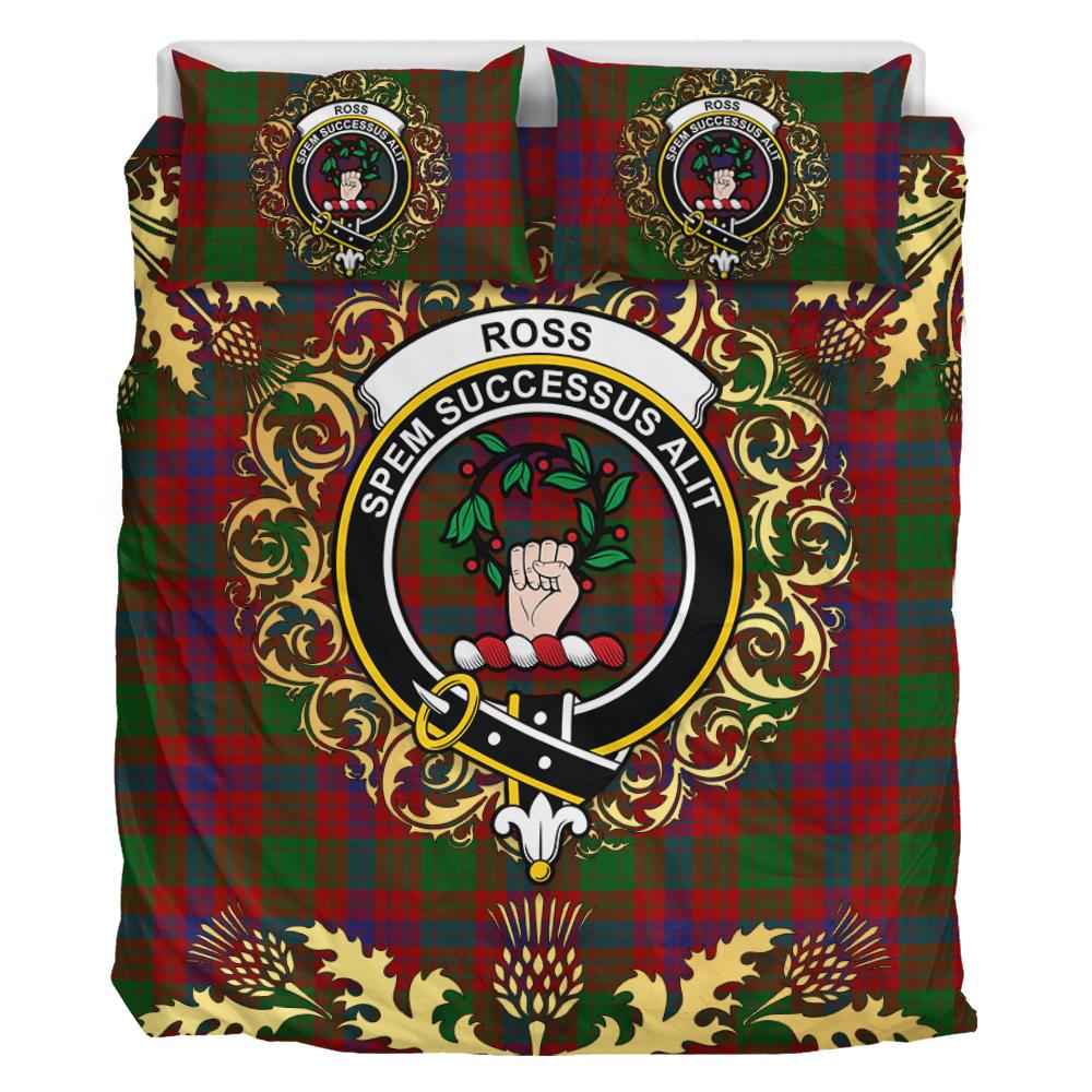 Ross 06 Tartan Crest Bedding Set - Golden Thistle Style