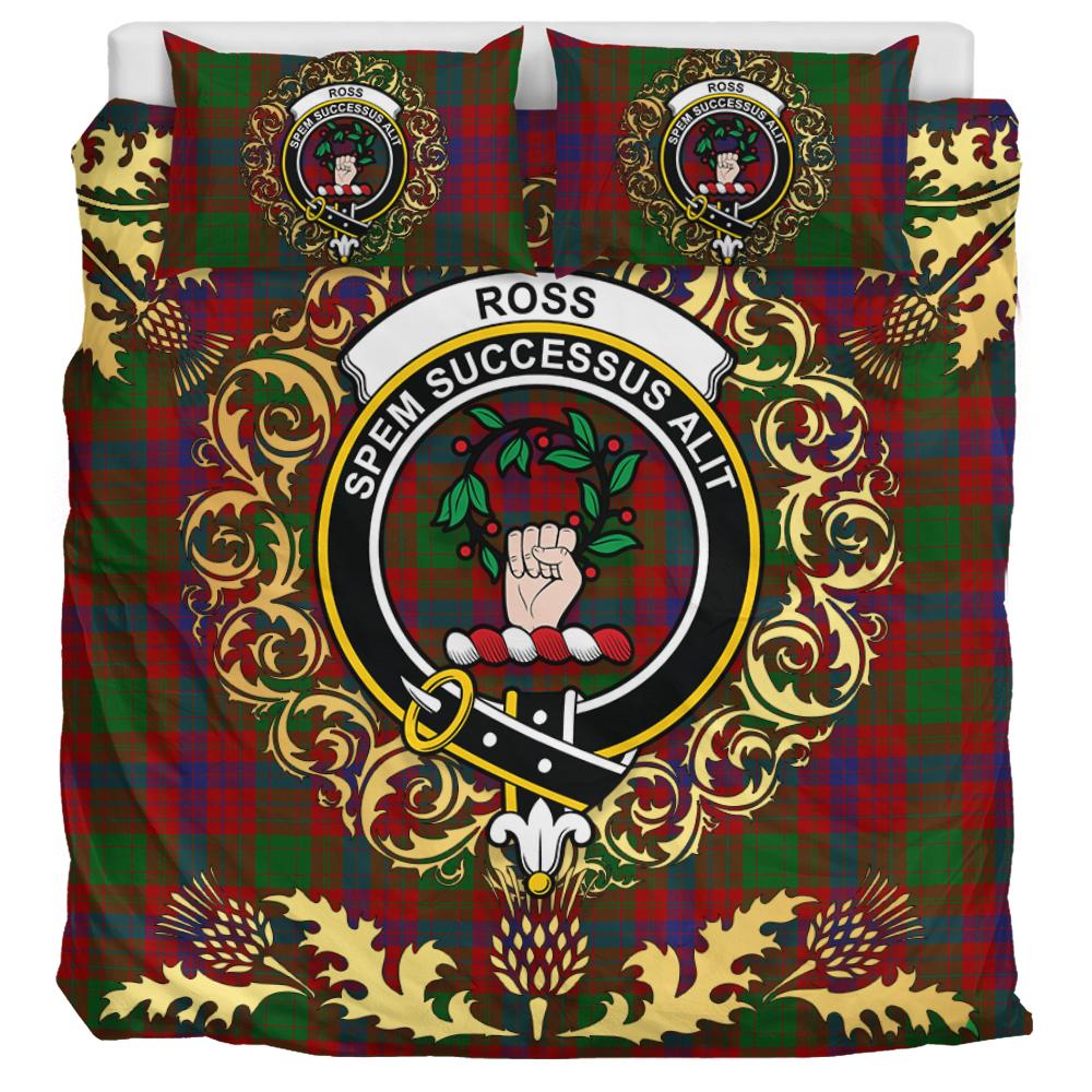 Ross 06 Tartan Crest Bedding Set - Golden Thistle Style