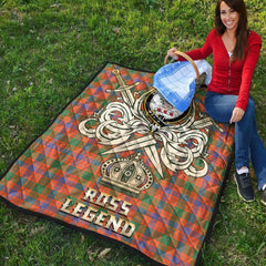 Ross Ancient Tartan Crest Legend Gold Royal Premium Quilt