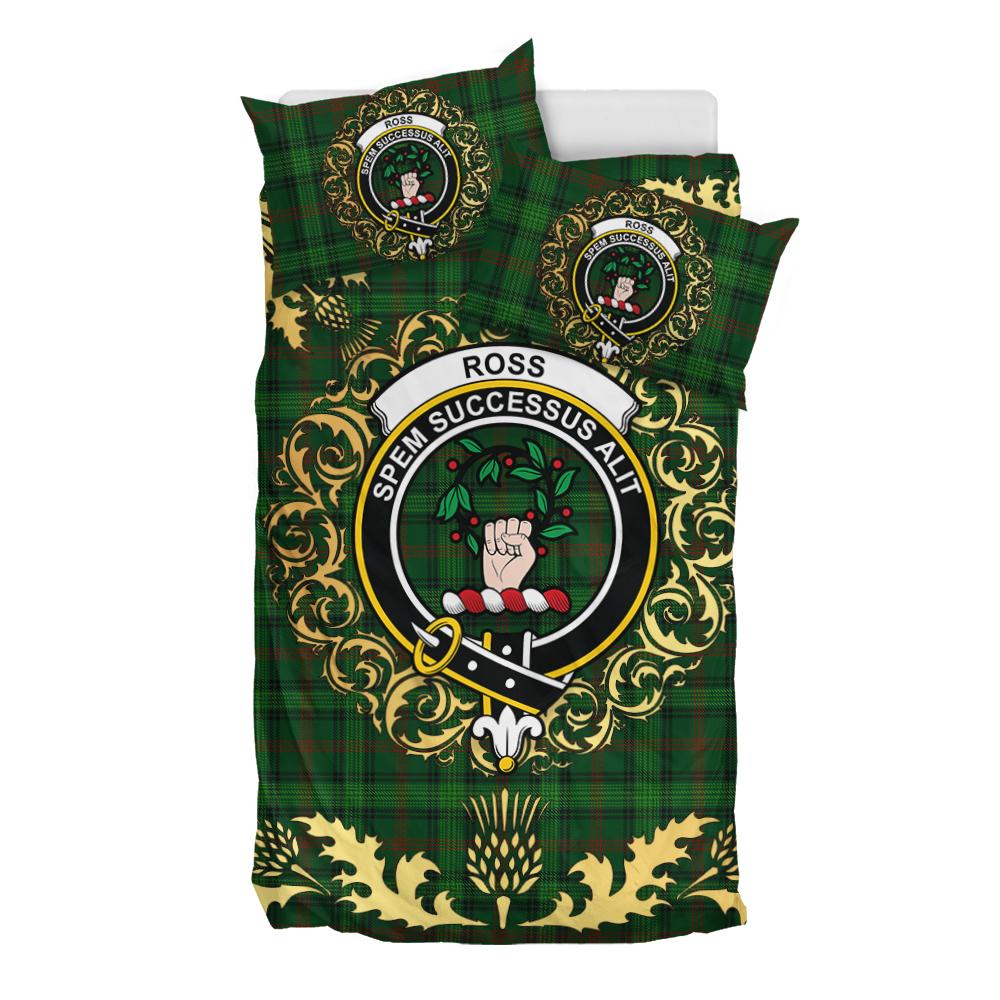 Ross Hunting 02 Tartan Crest Bedding Set - Golden Thistle Style