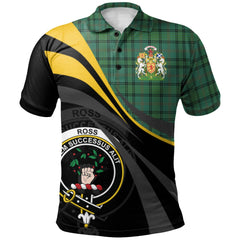 Ross Hunting Ancient Tartan Polo Shirt - Royal Coat Of Arms Style