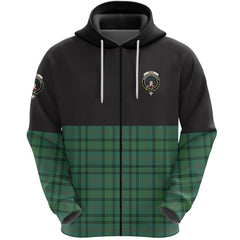 Ross Hunting Ancient Clan Half Of Tartan Zipper Hoodie