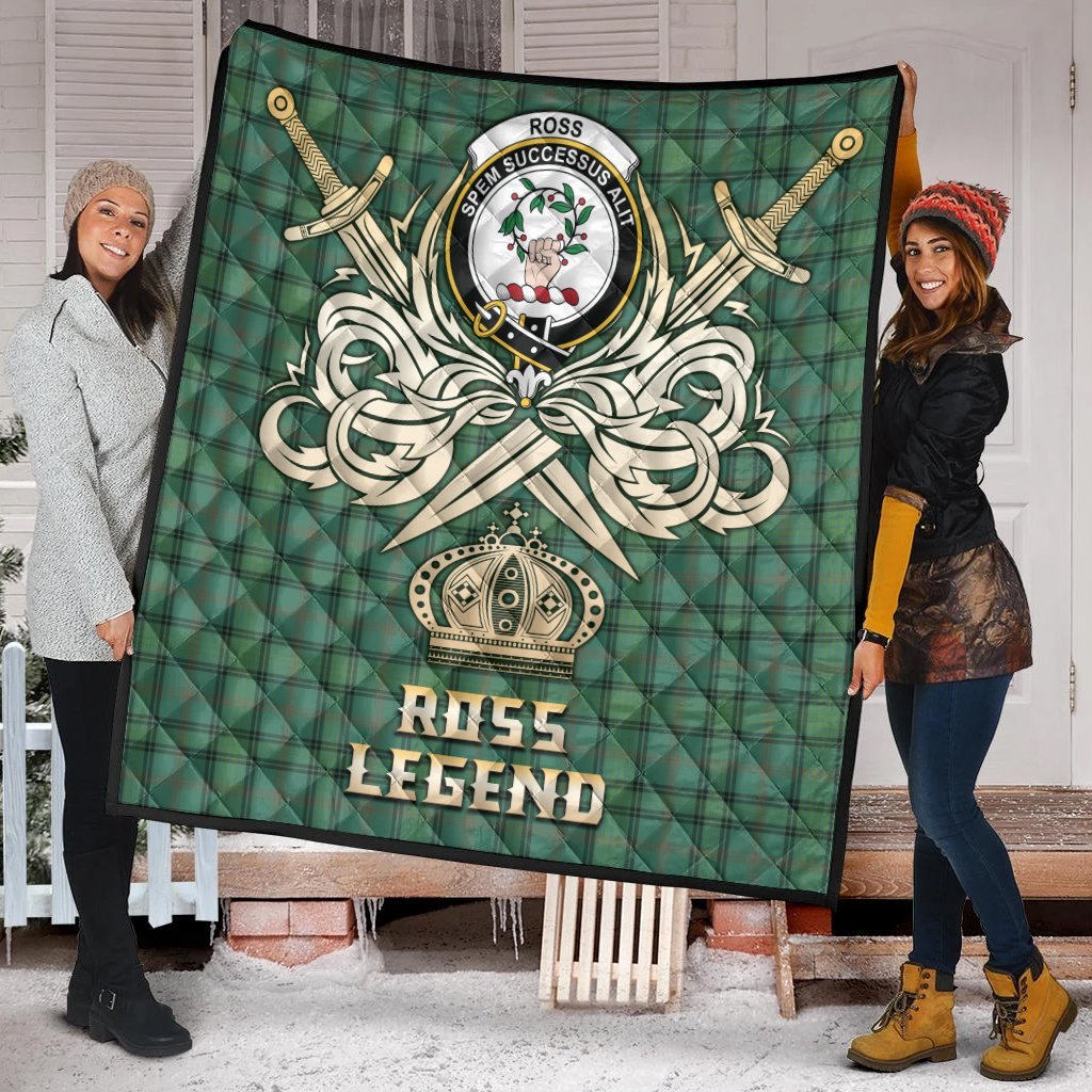 Ross Hunting Ancient Tartan Crest Legend Gold Royal Premium Quilt