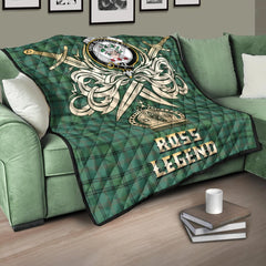 Ross Hunting Ancient Tartan Crest Legend Gold Royal Premium Quilt