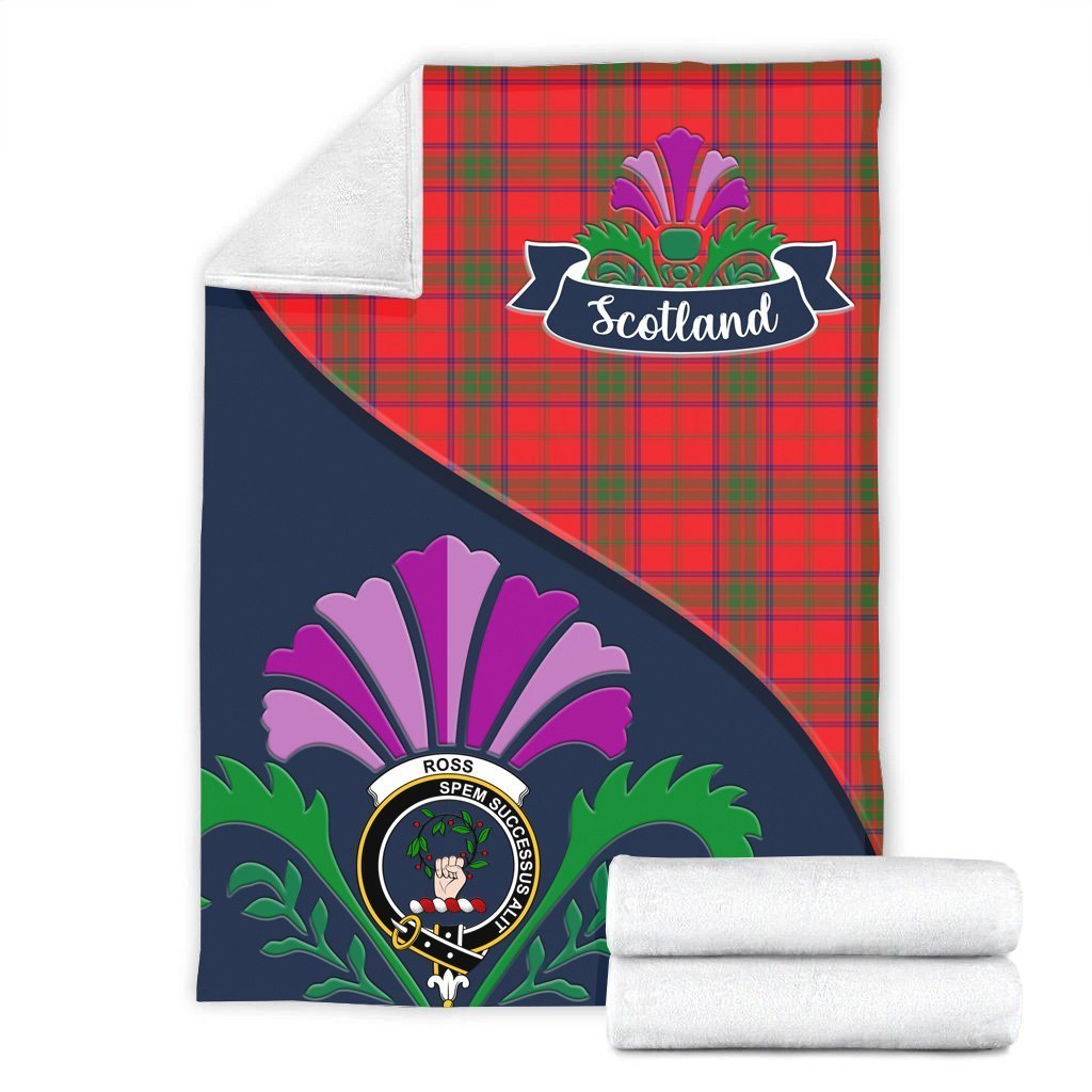 Ross Tartan Crest Premium Blanket - Thistle Style