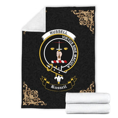 Russell Crest Tartan Premium Blanket Black