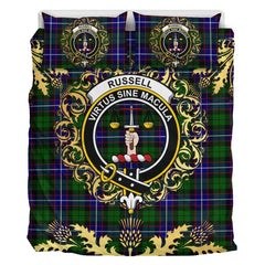 Russell Modern Tartan Crest Bedding Set - Golden Thistle Style