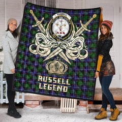 Russell Modern Tartan Crest Legend Gold Royal Premium Quilt