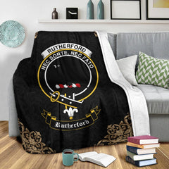 Rutherford Crest Tartan Premium Blanket Black