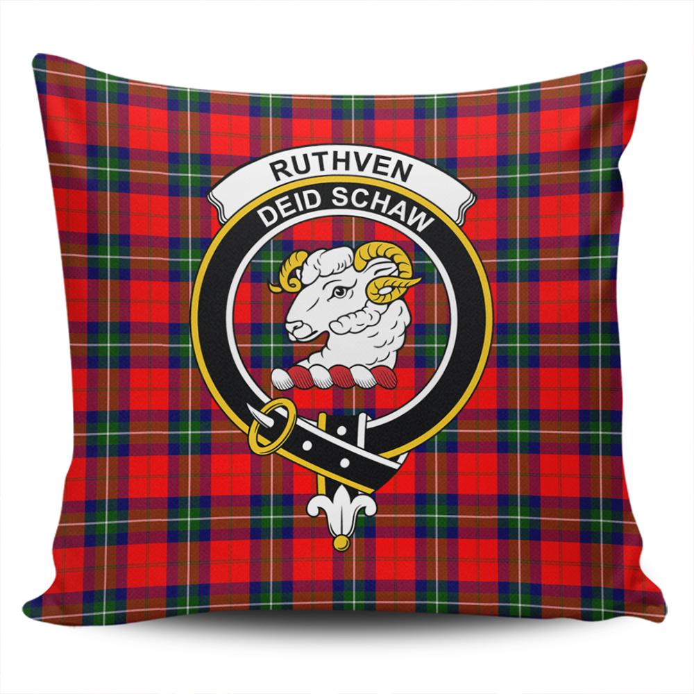 Scottish Ruthven Modern Tartan Crest Pillow Cover - Tartan Cushion Cover