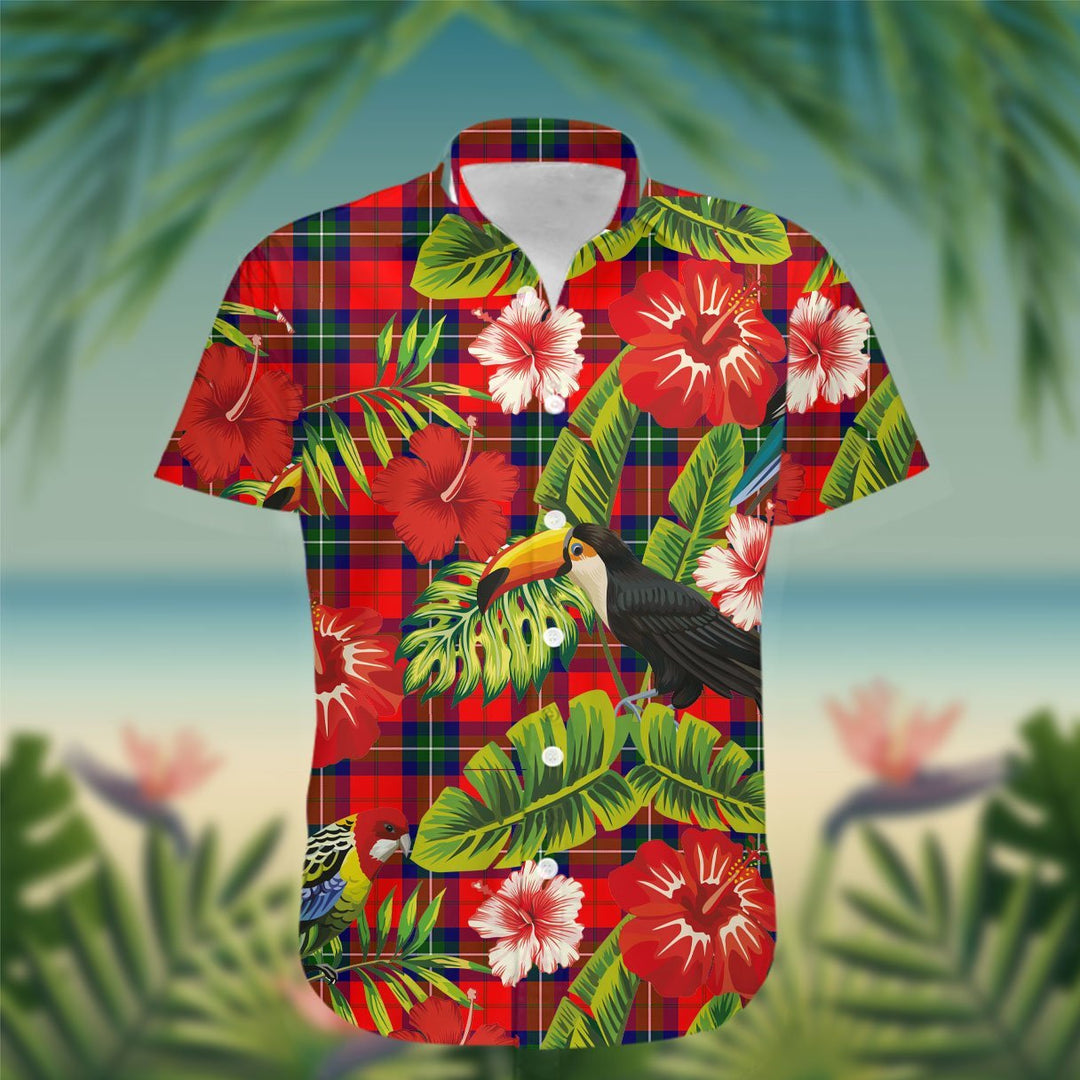 Ruthven Tartan Hawaiian Shirt Hibiscus, Coconut, Parrot, Pineapple - Tropical Garden Shirt