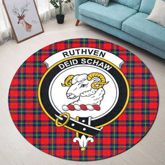 Ruthven Modern Tartan Crest Round Rug