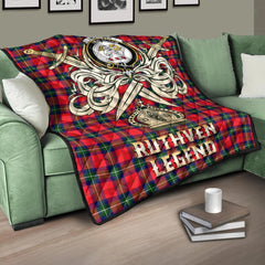 Ruthven Modern Tartan Crest Legend Gold Royal Premium Quilt
