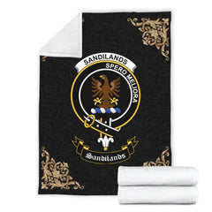 Sandilands Crest Tartan Premium Blanket Black