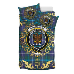 Sandilands Tartan Crest Bedding Set - Golden Thistle Style