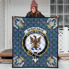 Sandilands Tartan Crest Premium Quilt - Gold Thistle Style