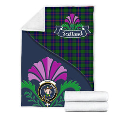 Schaw (of Sauchie) Tartan Crest Premium Blanket - Thistle Style