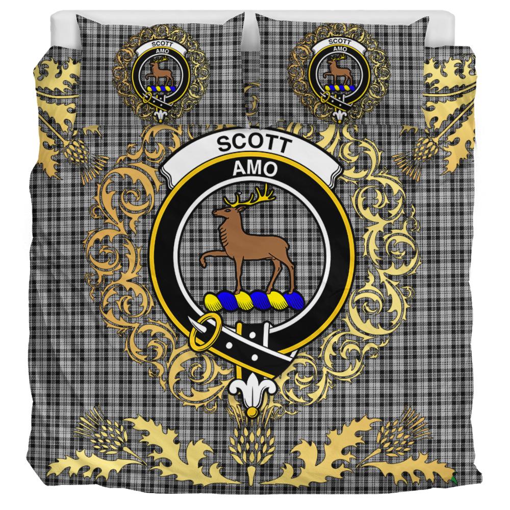 Scott 03 Tartan Crest Bedding Set - Golden Thistle Style