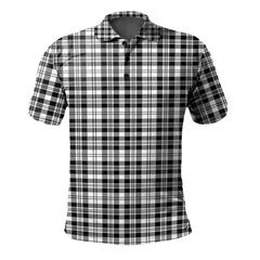 Scott Black White Modern Tartan Polo Shirt