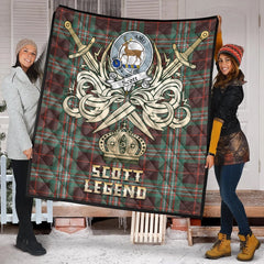 Scott Brown Ancient Tartan Crest Legend Gold Royal Premium Quilt