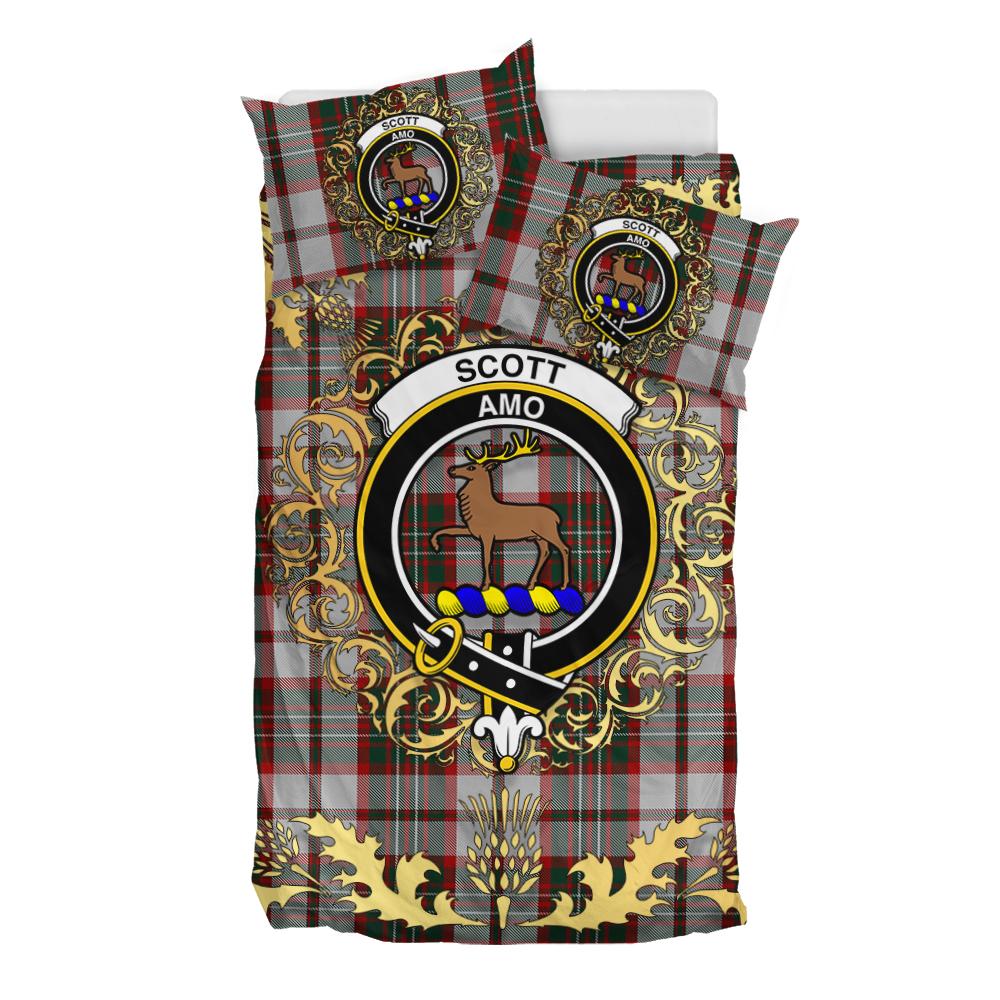 Scott Dress 01 Tartan Crest Bedding Set - Golden Thistle Style