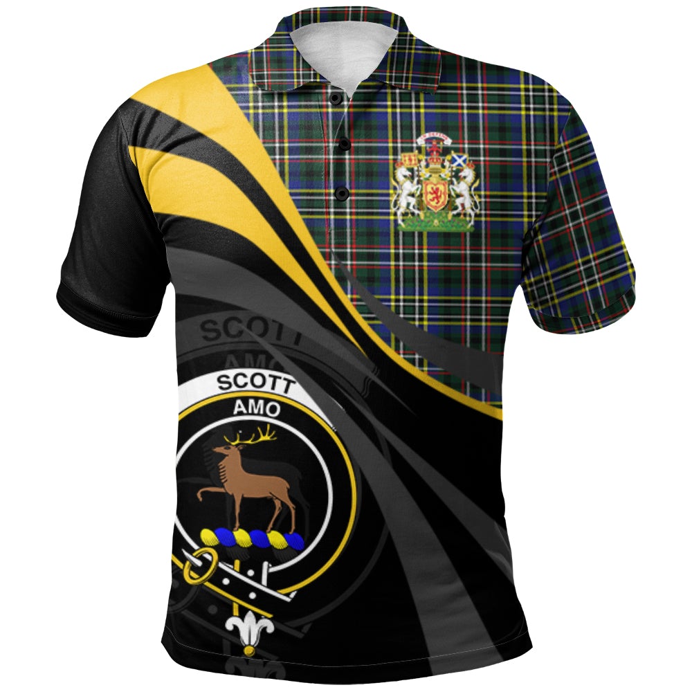 Scott Green Modern Tartan Polo Shirt - Royal Coat Of Arms Style