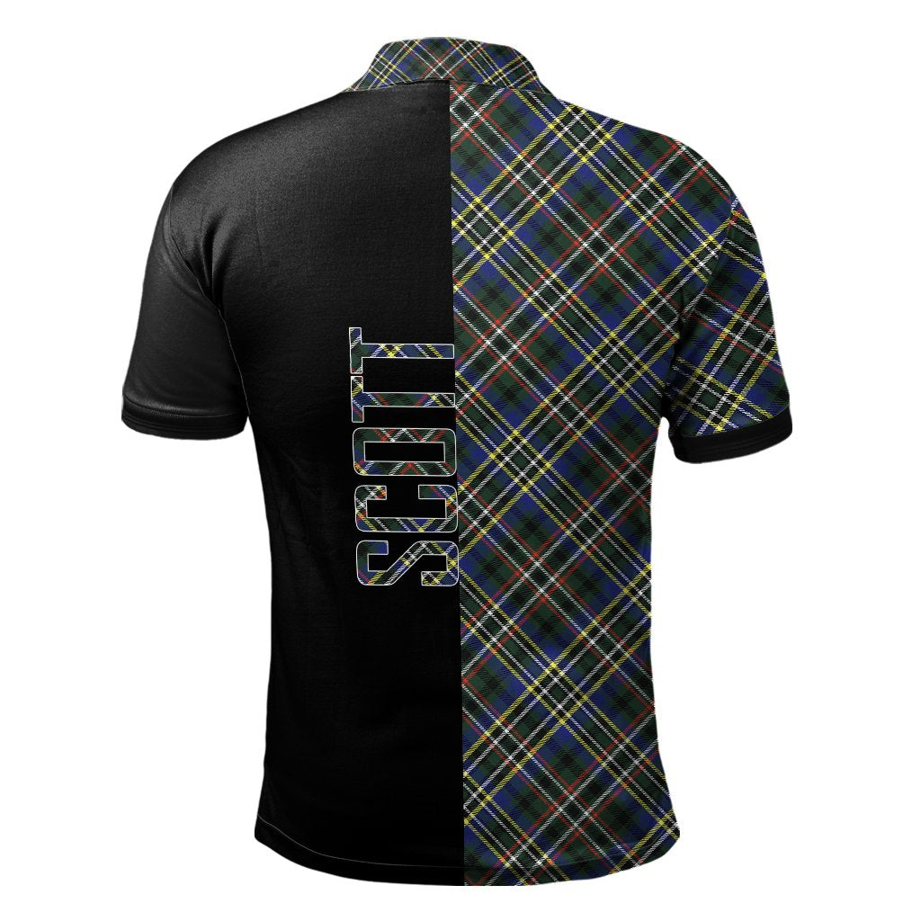 Scott Green Modern Tartan Polo Shirt Half of Me - Cross Style