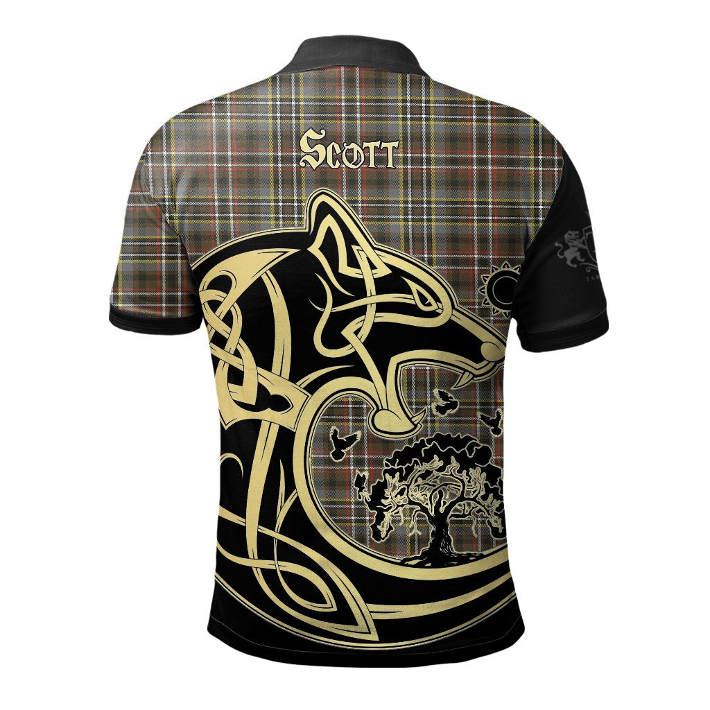 Scott Green Weathered Tartan Polo Shirt Viking Wolf